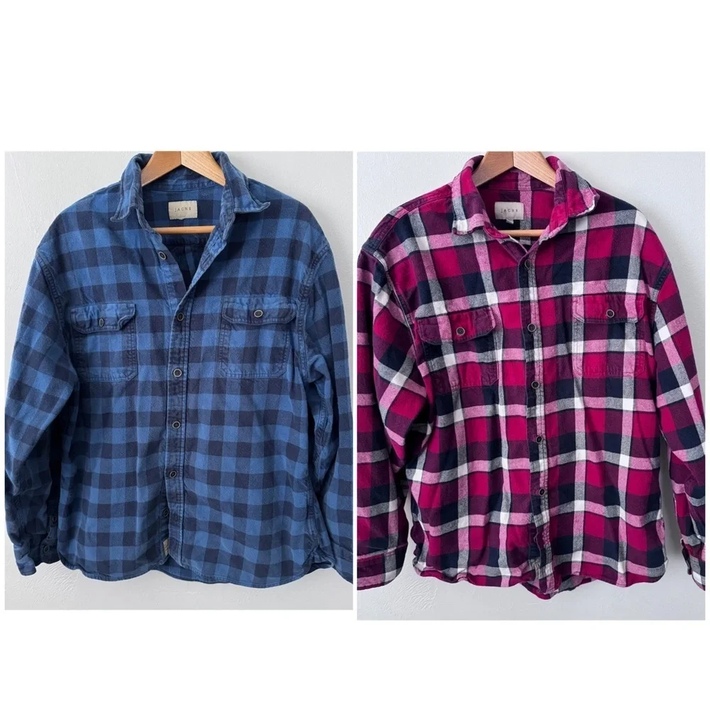Jachs mens bundle of two XL button down flannels blue and red